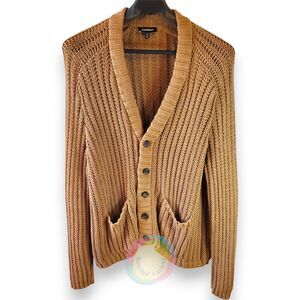 Express Cardigan Sweater Mens XL Oversized Chunky Knit Grandpa Longline Oatmeal